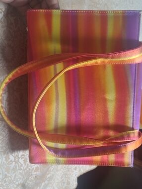 Colorful Stripe Shoulder Bag - Pink, Orange & Yellow